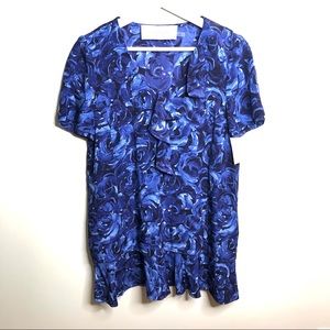Vera Wang Lavender Label Blue roses top size 4